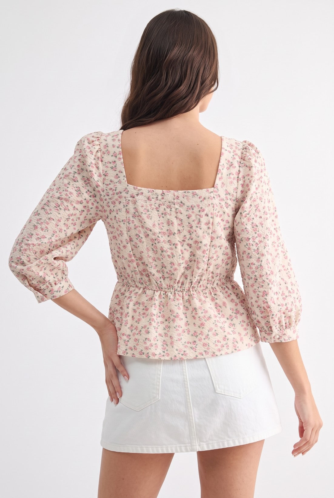 3250 FLORAL SQUARE NECK BLOUSE