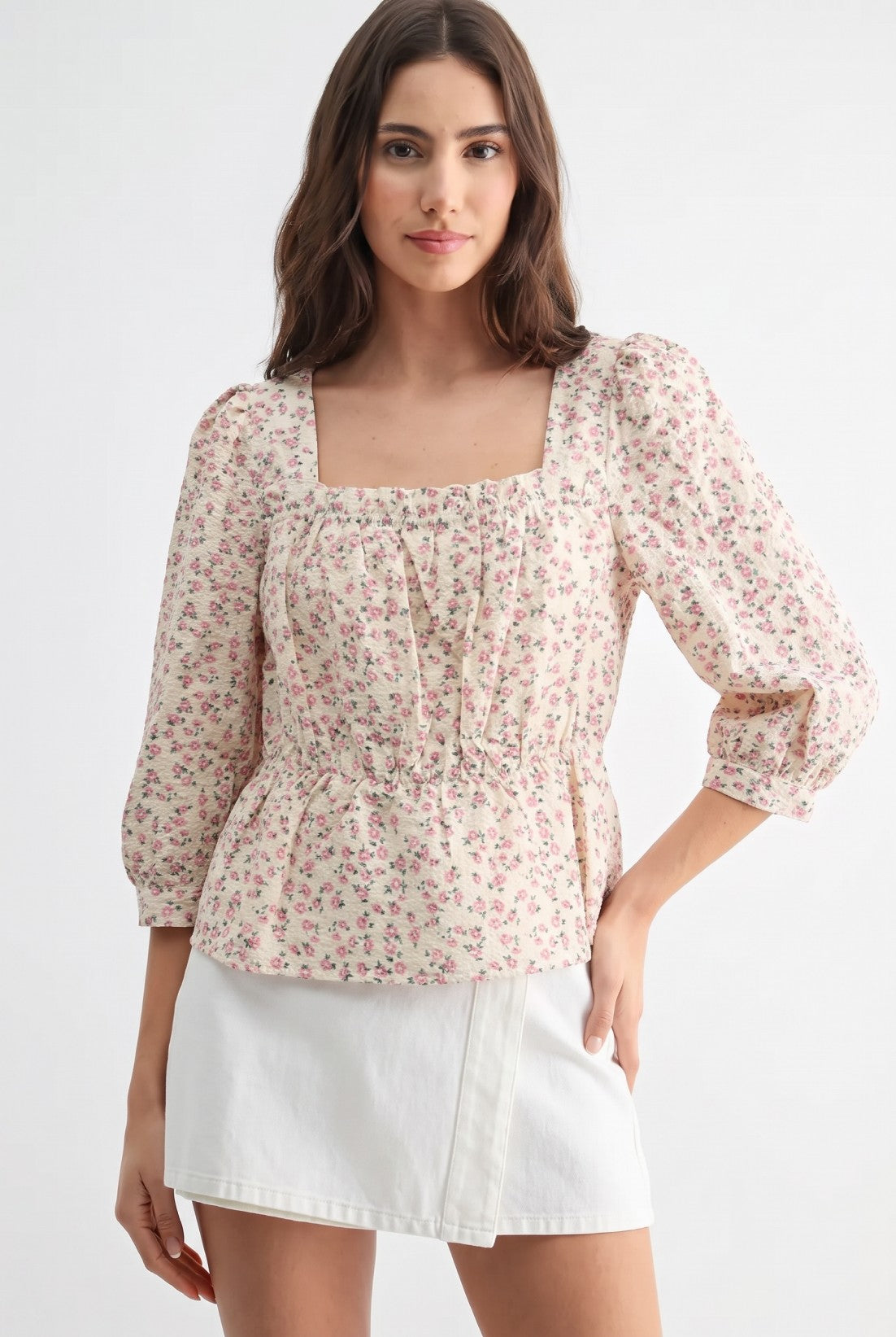 3250 FLORAL SQUARE NECK BLOUSE