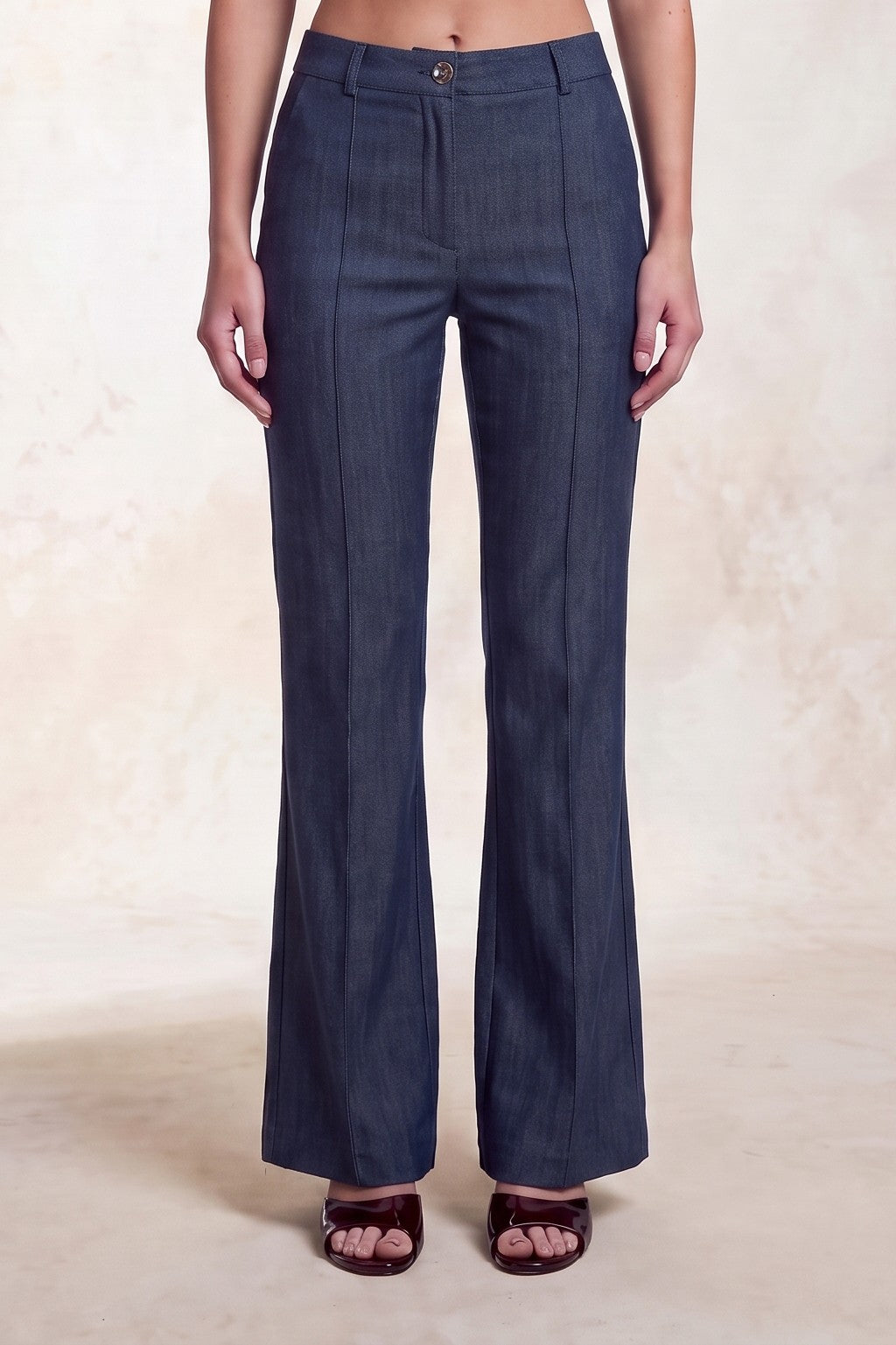 3302 HERRINGBONE FLARE HIGH WAISTED PANTS