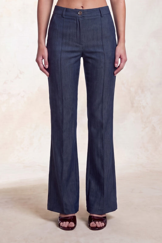 3302 HERRINGBONE FLARE HIGH WAISTED PANTS