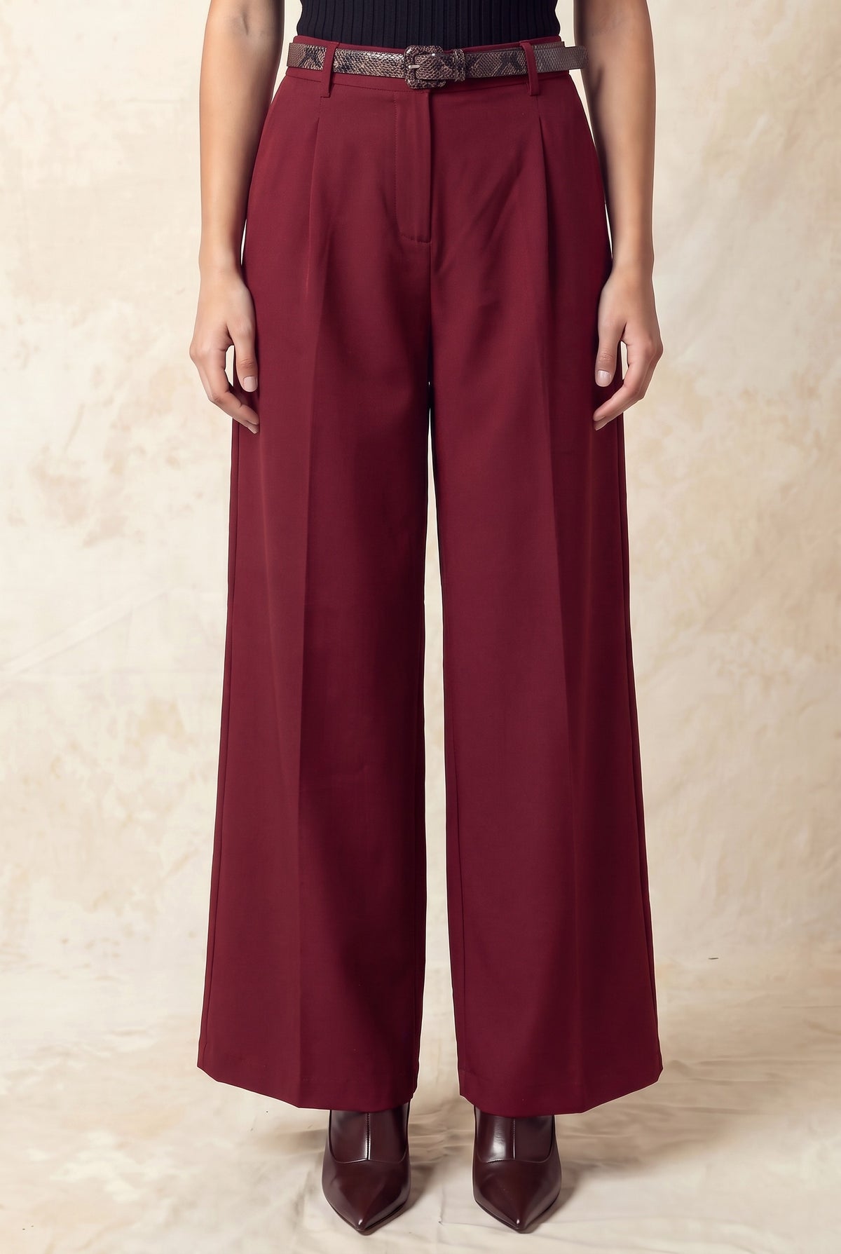 3334 PLEATED POCKETED WIDE LEG PANTS