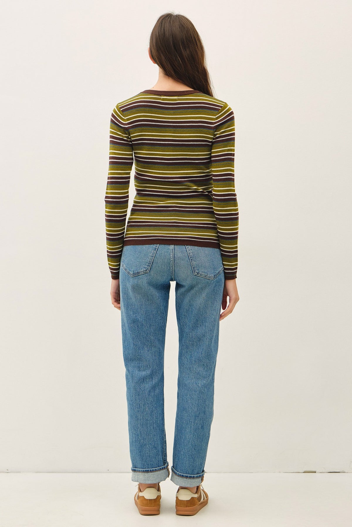3337 STRIPED HENLEY SWEATER TOP