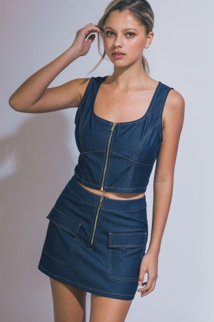 3096 ZIP TOP AND MINI SKIRT