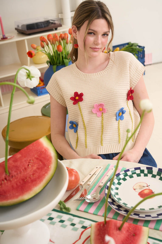 2428 3D CROCHET FLORAL TOP