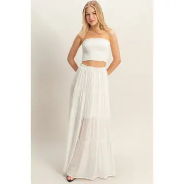 3046 SMOCKED TUBE TOP AND SKIRT SET