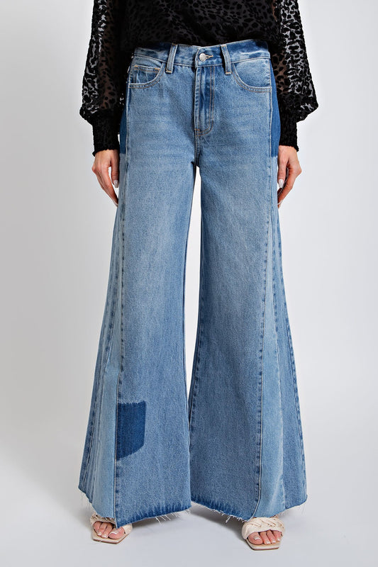 1038 HIGH WAISTED PATCHED JEANS