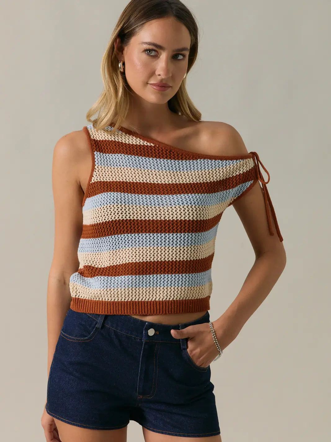 3242 OFF SHOULDER MULTICOLOR TOP