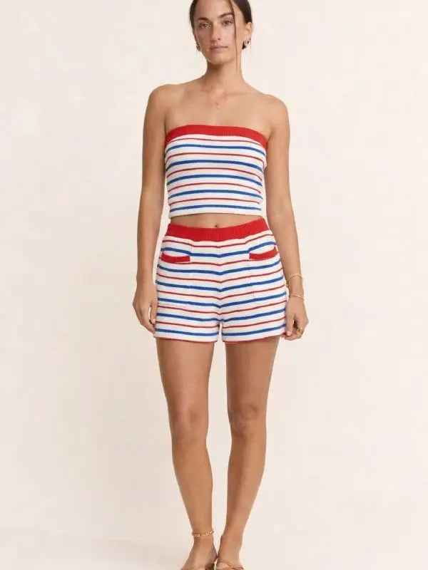 3021 STRAPLESS TUBE TOP AND SHORTS SET