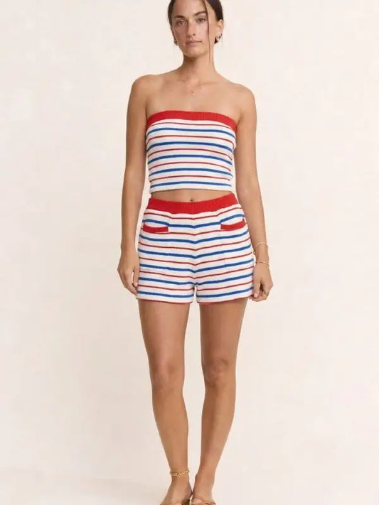 3021 STRAPLESS TUBE TOP AND SHORTS SET