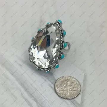3341 CRYSTAL AND TURQUOISE RING