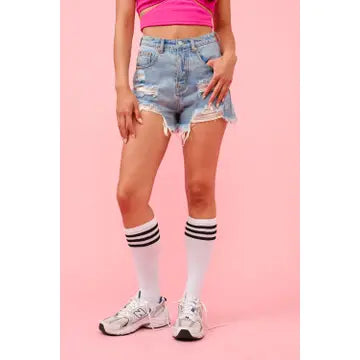 3164 DESTROYED DENIM SHORTS