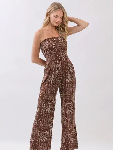 3161 STRAPLESS PAISLEY JUMPSUIT