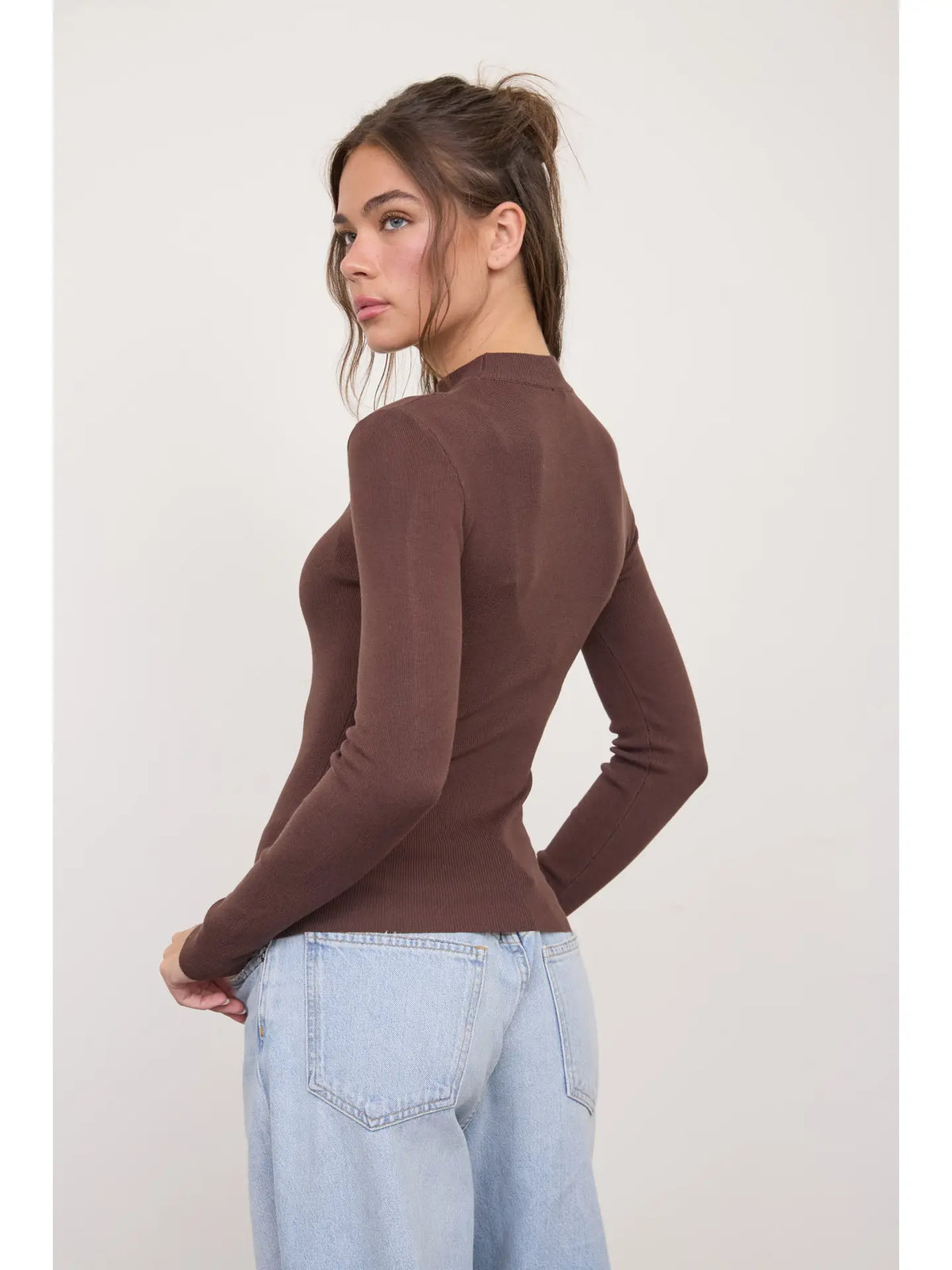 3307 MOCK NECK LONG SLEEVE SWEATER KNIT TOP