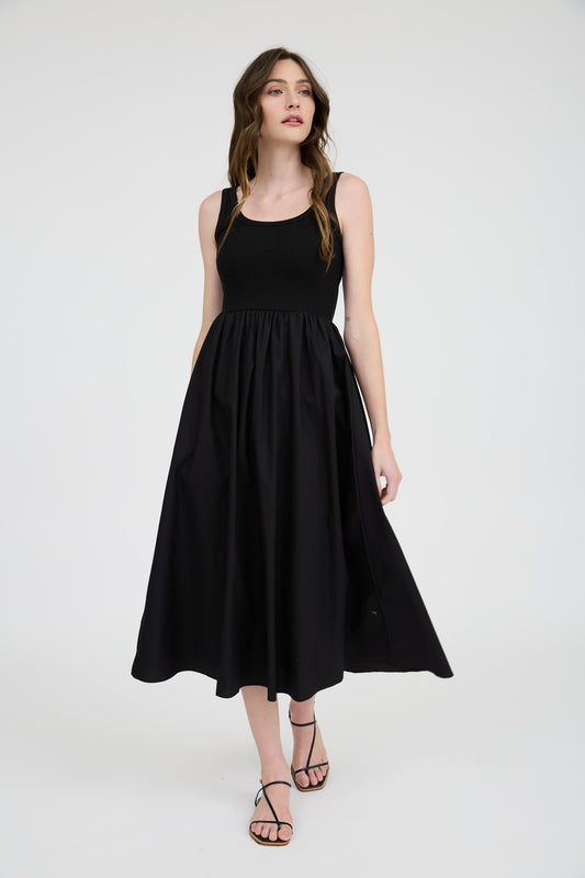 2398 MIX MEDIA MIDI DRESS