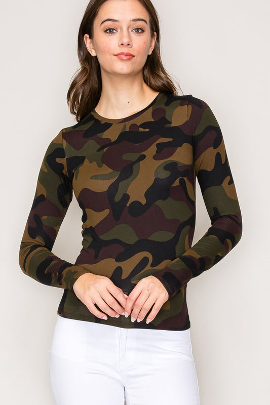 2280 CAMO CREW NECK TOP
