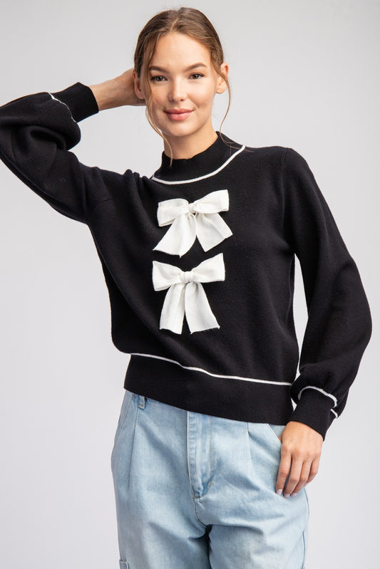 2568 BOW MOCK SWEATER