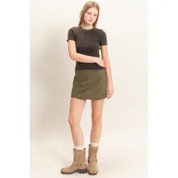 3326 FAUX SUEDE MINI SKORT