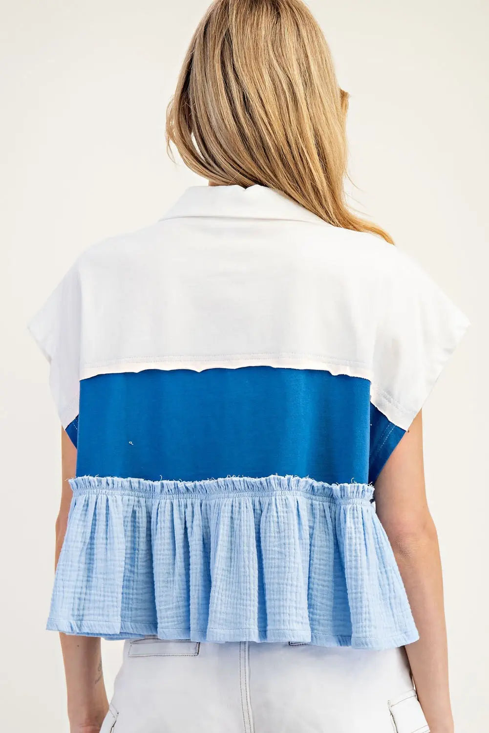 3013 RUFFLE COLOR BLOCK TOP