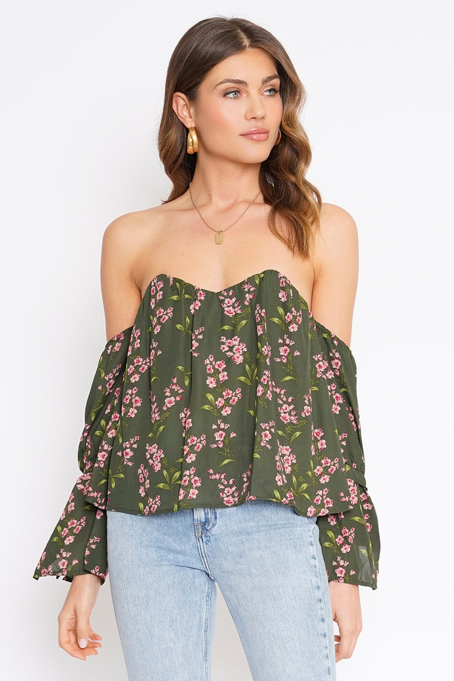 2533 BELL TIE SLEEVE BUSTIER TOP