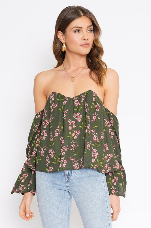 2533 BELL TIE SLEEVE BUSTIER TOP