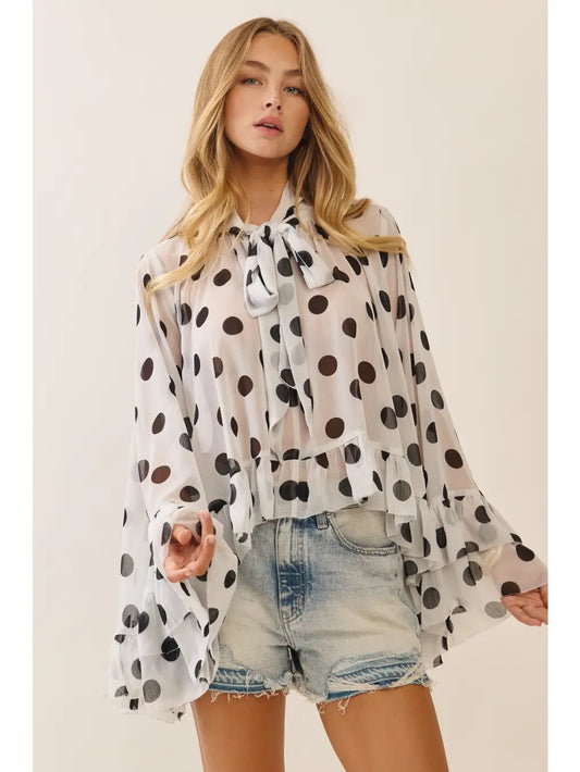 3269 POLKA DOT CHIFFON TOP