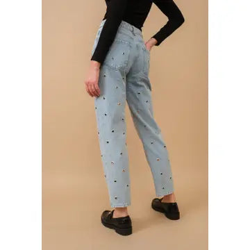 3373 EYELET STUDDED DENIM JEANS