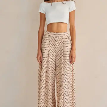 3207 TEXTURED STRIPE WIDE LEG PANTS