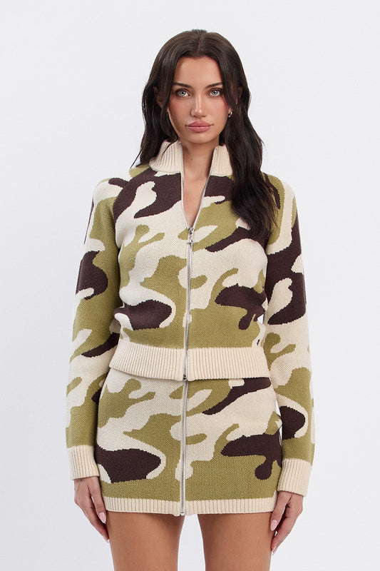 2630 CAMO ZIP UP SWEATER