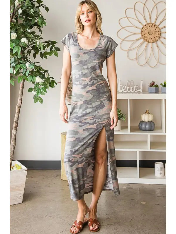 3102 CAMO MAXI DRESS