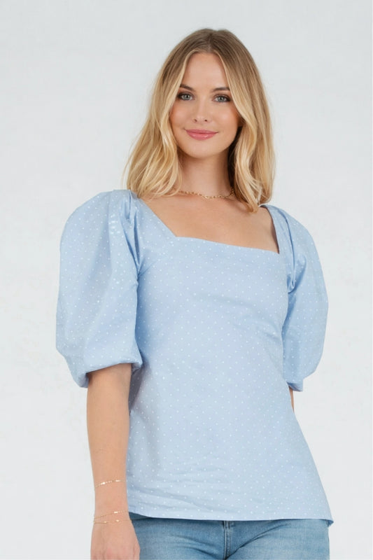 2865 POPLIN PLEAT SLEEVE TOP