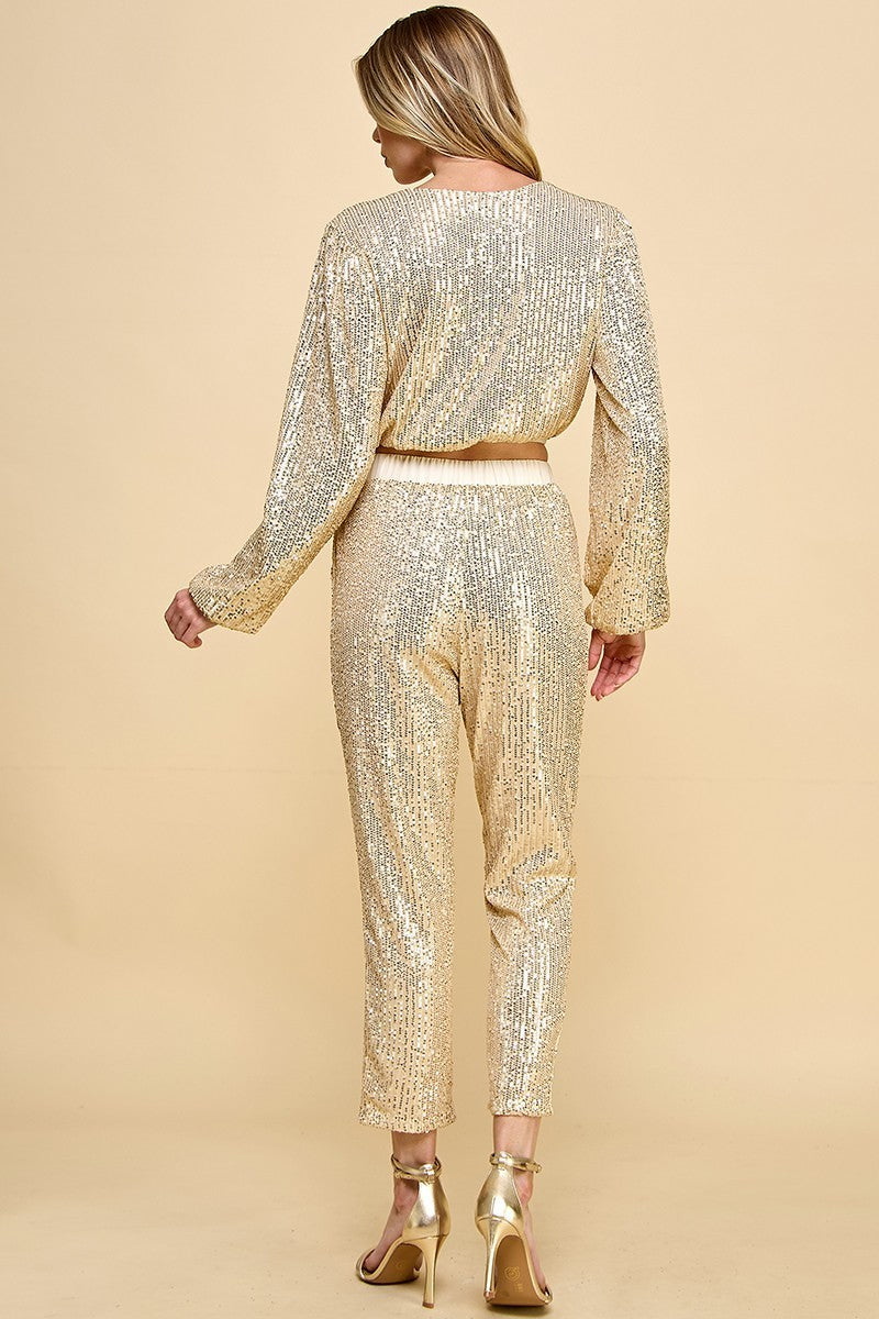 1638 SEQUIN TOP AND PANT SET