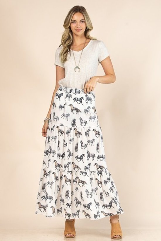 90043 WILD HORSE PRINT MAXI SKIRT