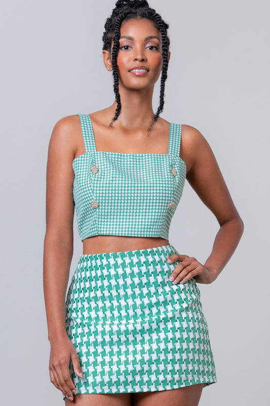 2758 GINGHAM TOP AND SKIRT SET