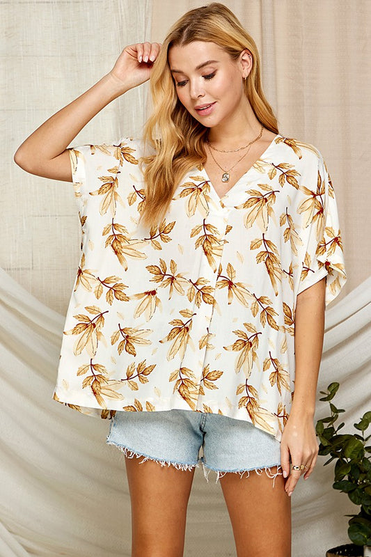 2400 PRINTED V NECKLINE TOP