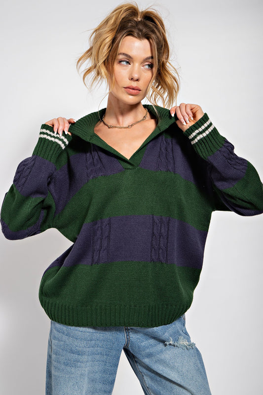 2565 VARSITY COLLARED SWEATER
