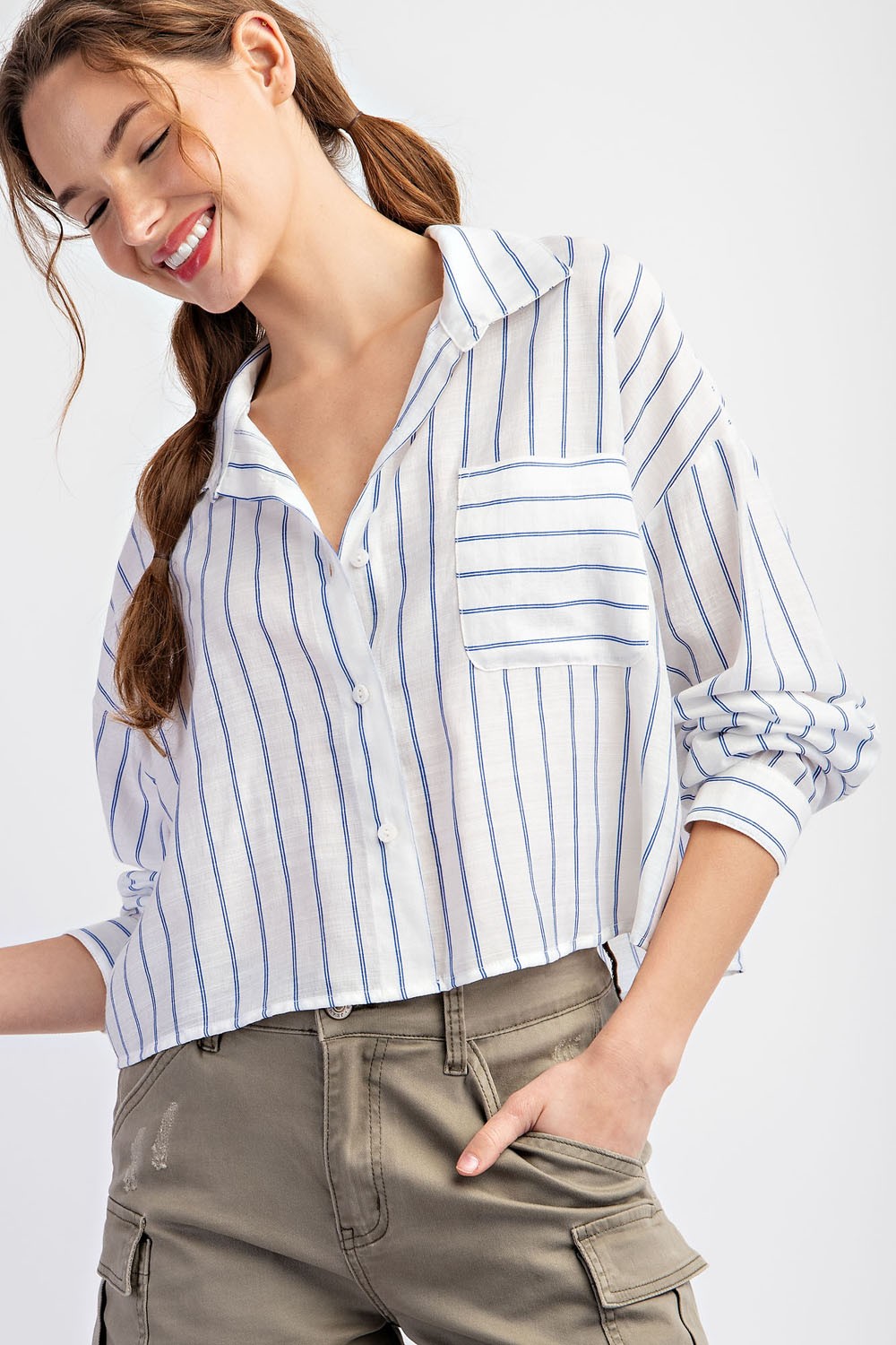 2293 STRIPED BUTTON DOWN TOP