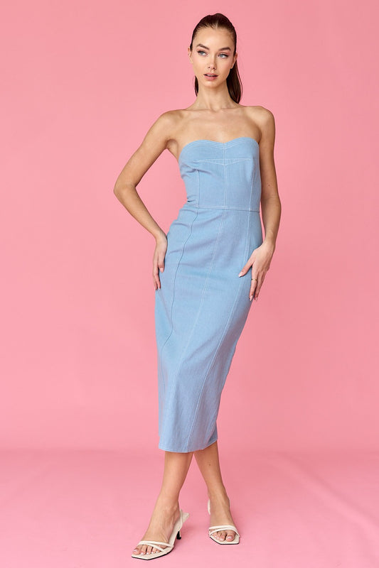 2086 MIA STRAPLESS DENIM DRESS