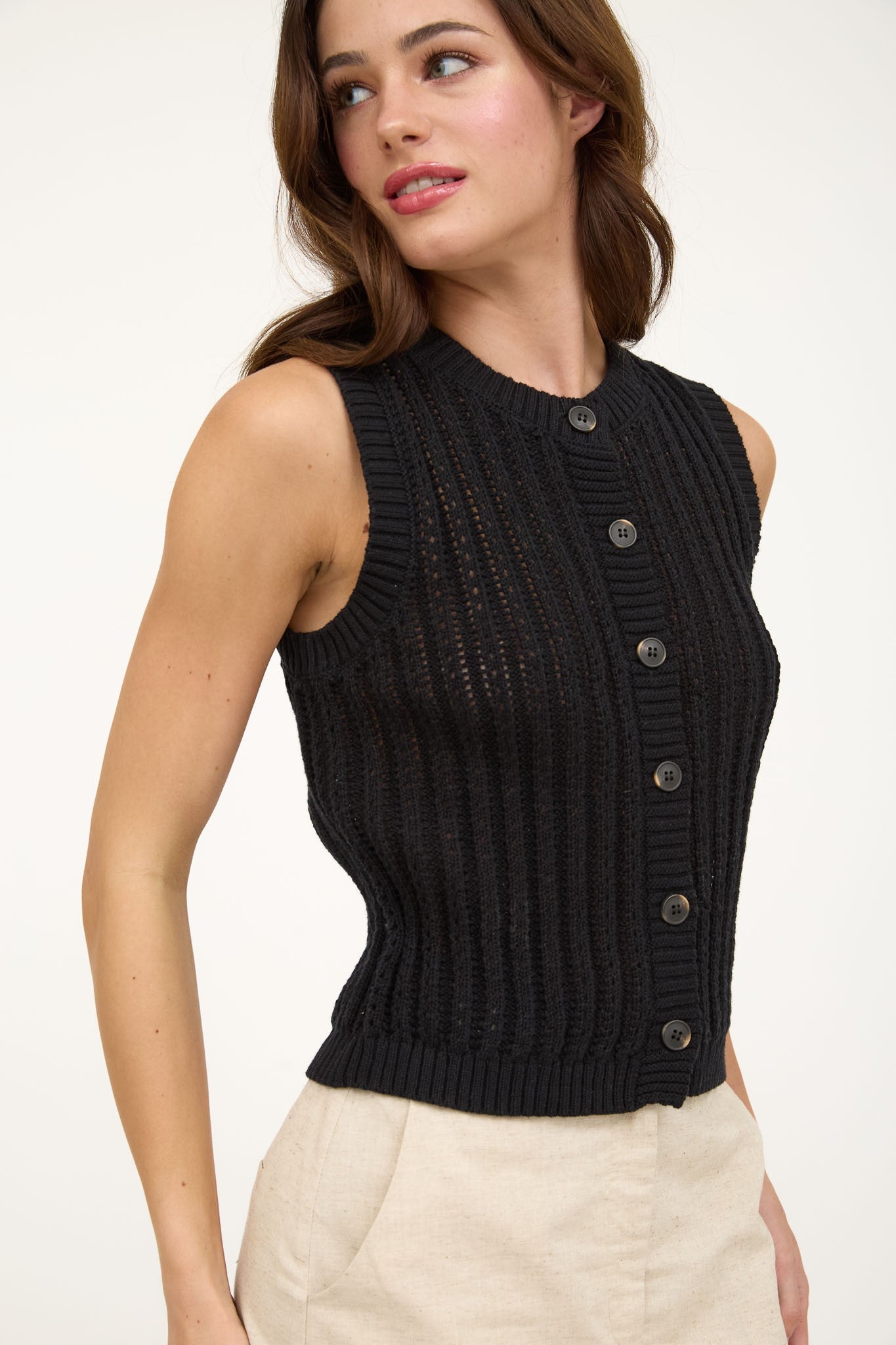 2503 BUTTON DOWN KNIT CARDI VEST