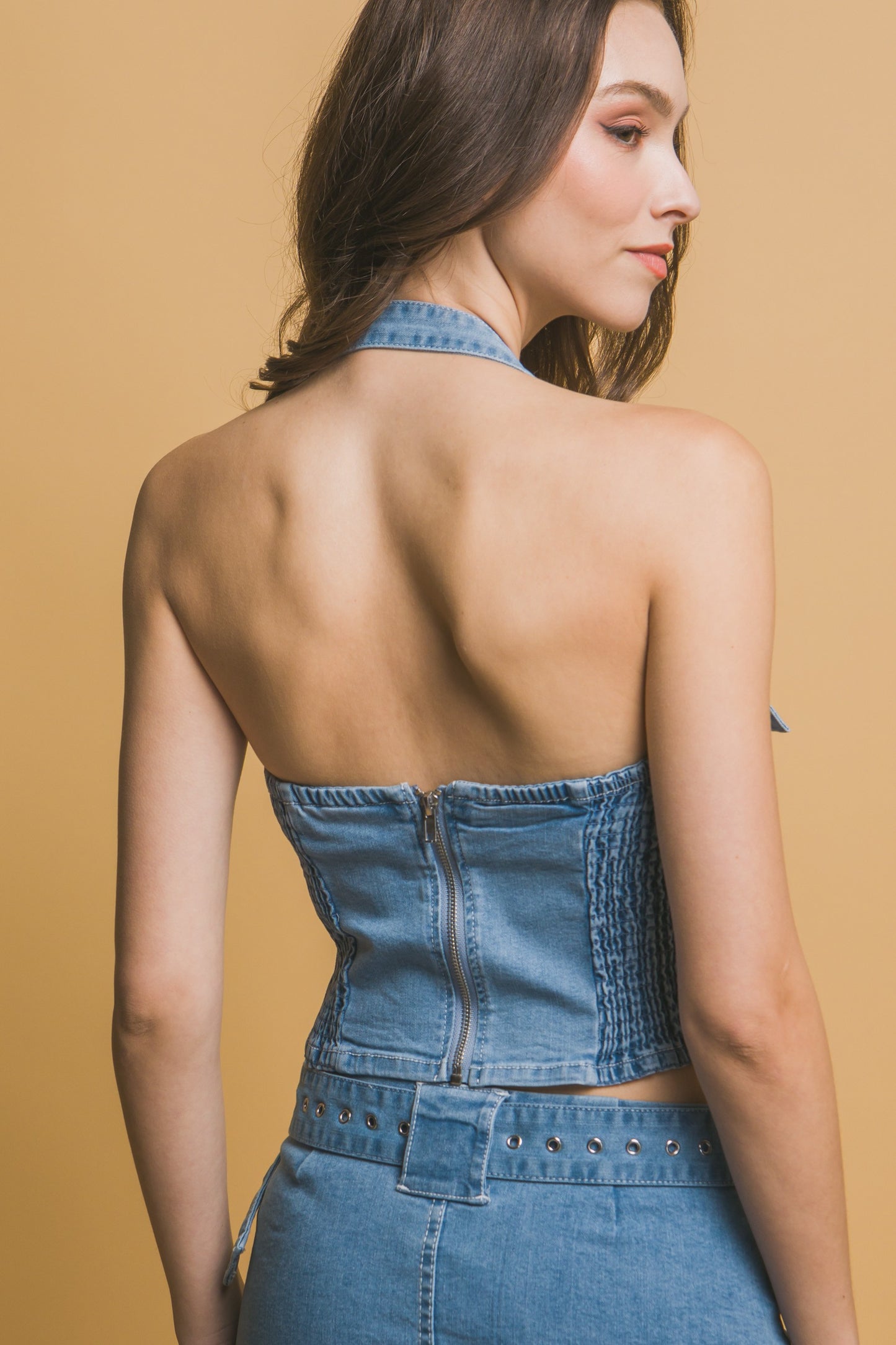 2231 DENIM HALTER TOP