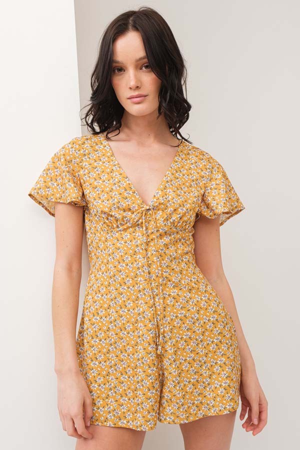 2332 FLORAL V NECK ROMPER