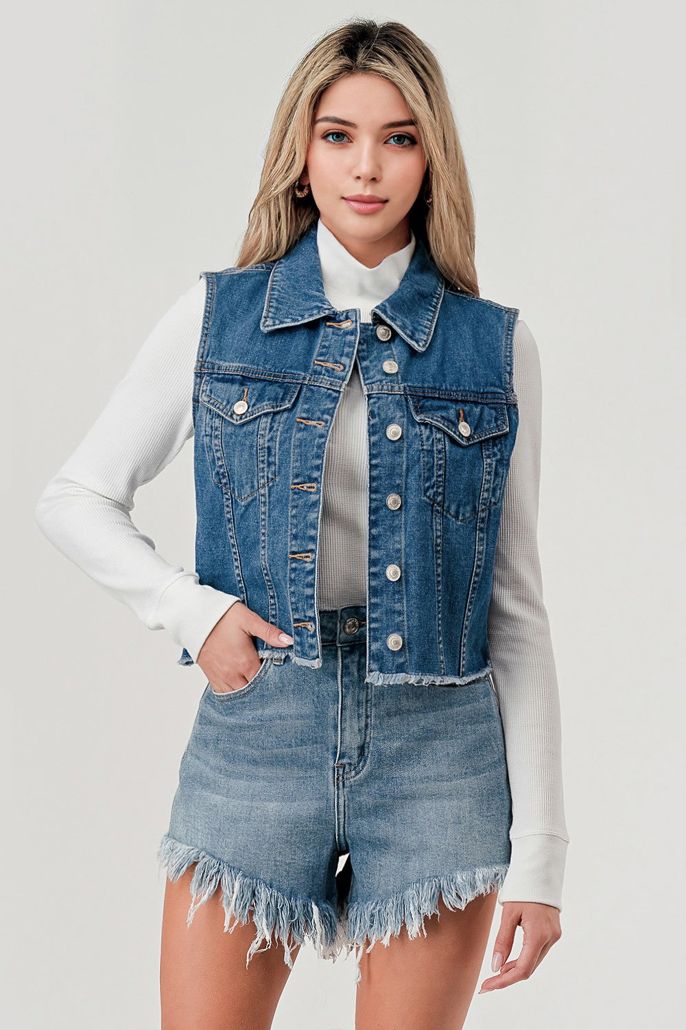 2508 RAW HEM DENIM VEST