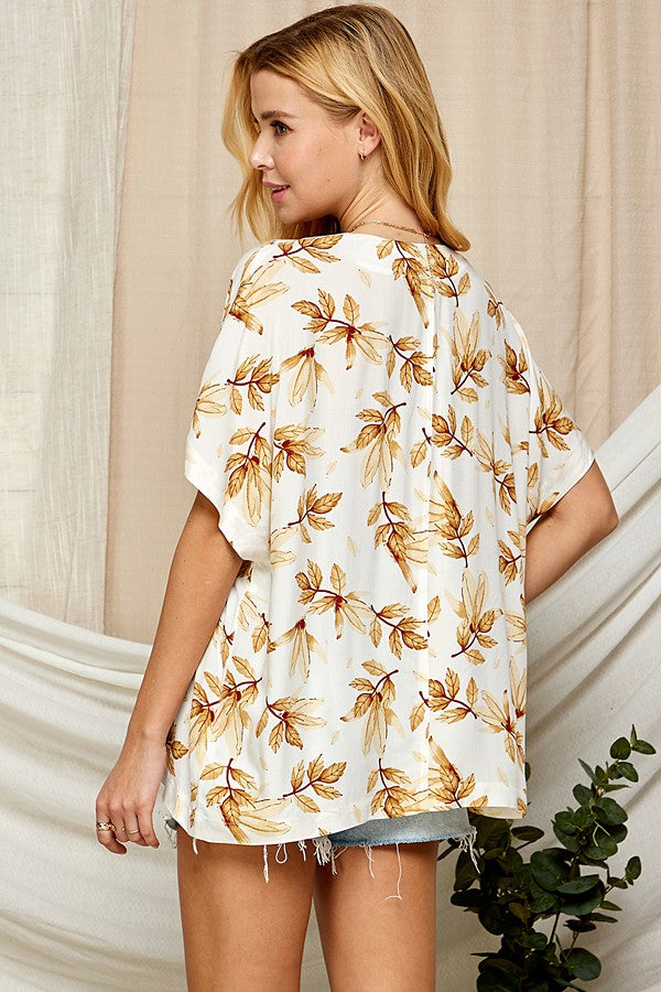 2400 PRINTED V NECKLINE TOP