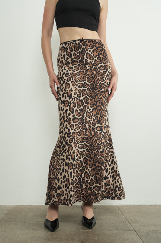 1775 ANIMAL PRINT KNIT MAXI SKIRT