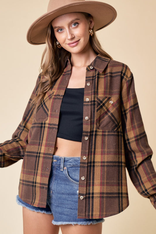 2501 PLAID BUTTON DOWN TOP