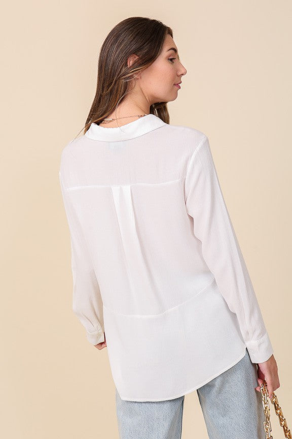 2071 LACE TRIM BUTTON DOWN TOP