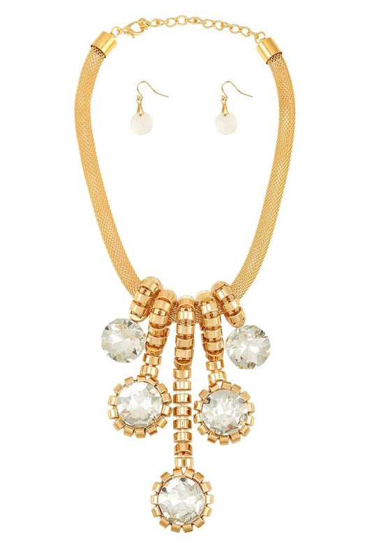 80001 FIVE DANGLE CRYSTAL ACCENT NECKLACE