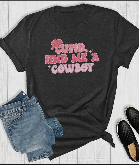 2790 CUPID FIND ME A COWBOY TEE