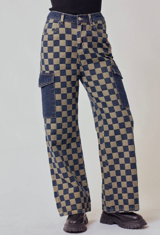 90097 CHECKERED PLAID JEANS