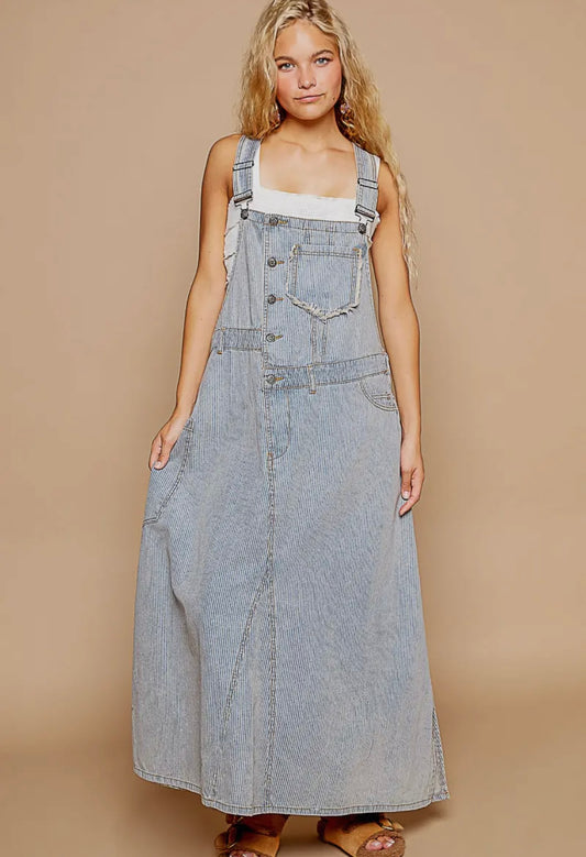 2574 STRIPED OVERALLS DRESS