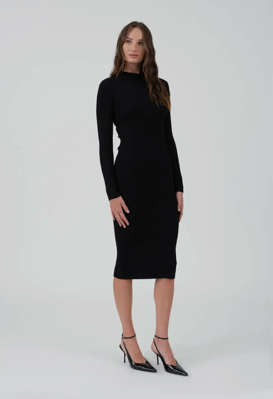 1763 MOCK NECK BODYCON MIDI DRESS